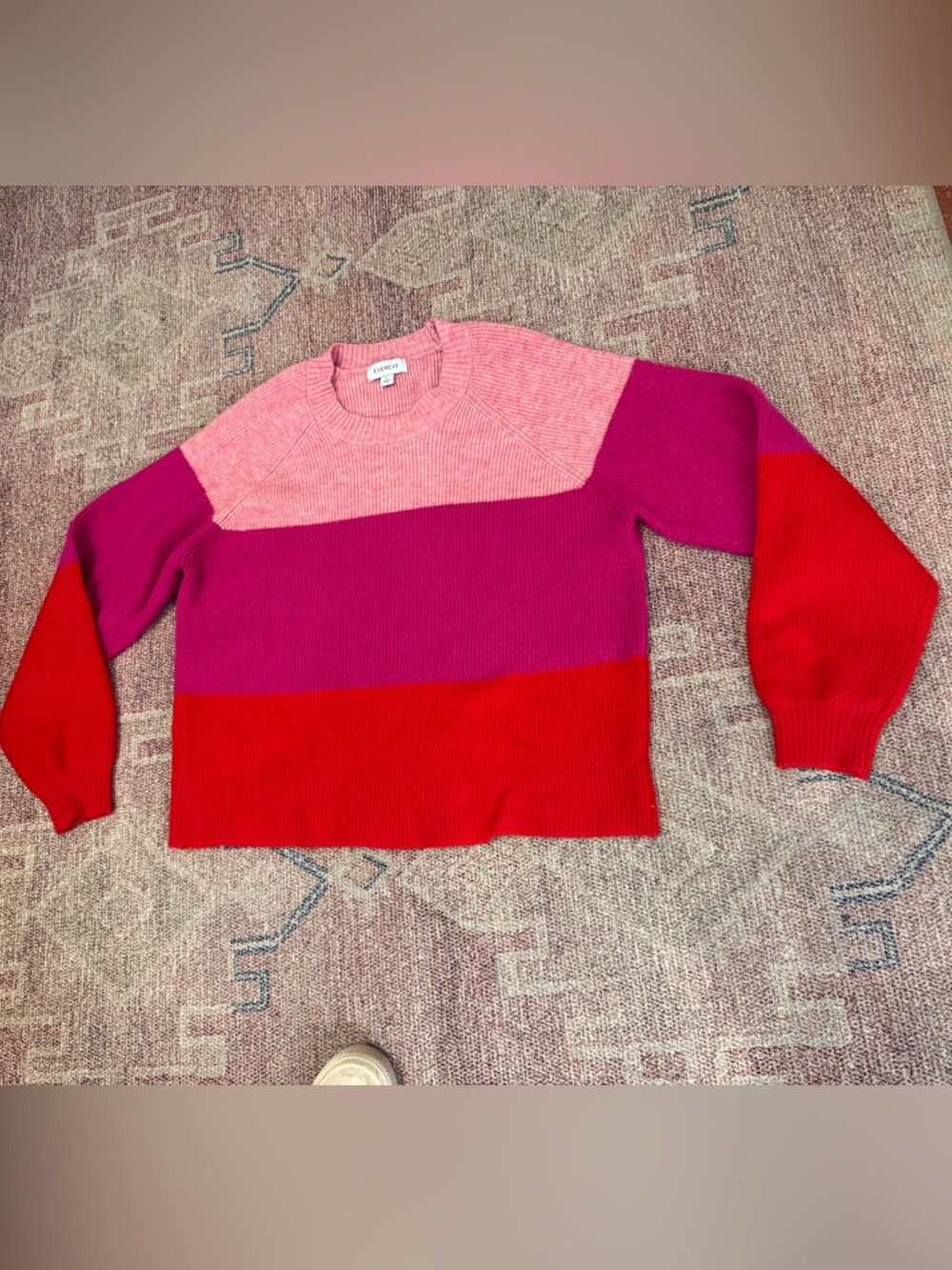 Evereve bold color block wool blend crew neck sweater sweater size medium